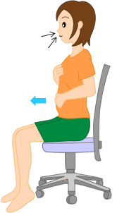 イスで腹式呼吸 息を吸う イラスト